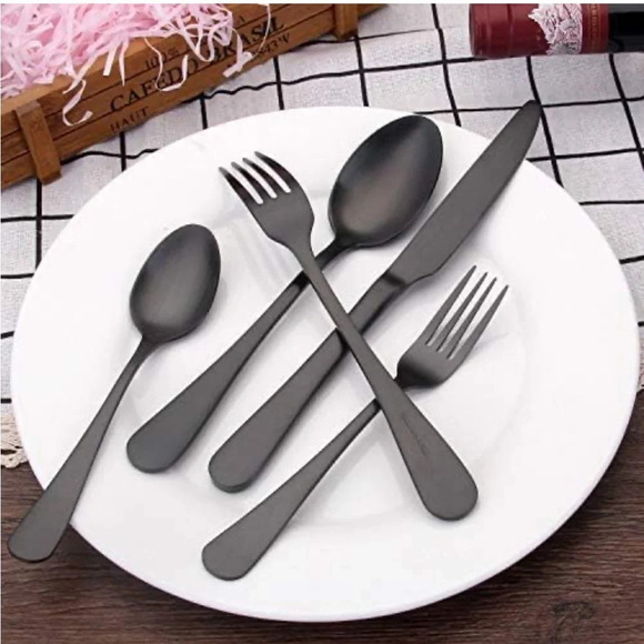 NIB SHARECOOK black 40-Piece Stainless Steel Flatware Set - Picture 2 of 5